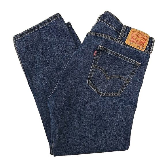 Levis 505 Men's Jeans Straight Leg Regular Fit Size 42x30 Blue Denim - Picture 1 of 9